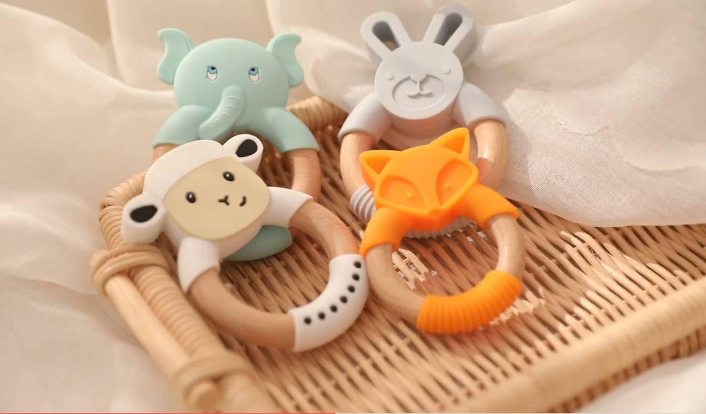 wooden / silicone teethers fox