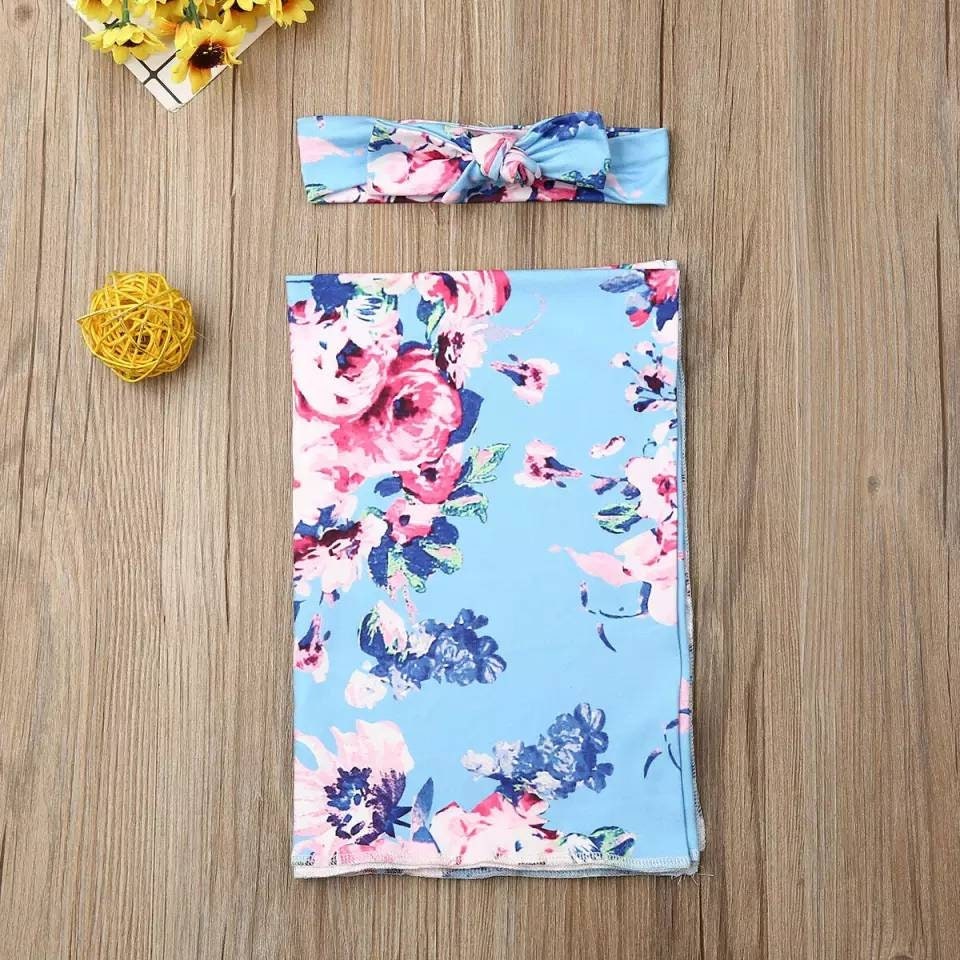 Organic Cotton Swaddle Blanket And Matching Bow