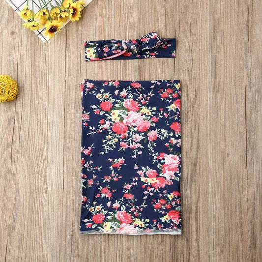 Organic Cotton Swaddle Blanket And Matching Bow