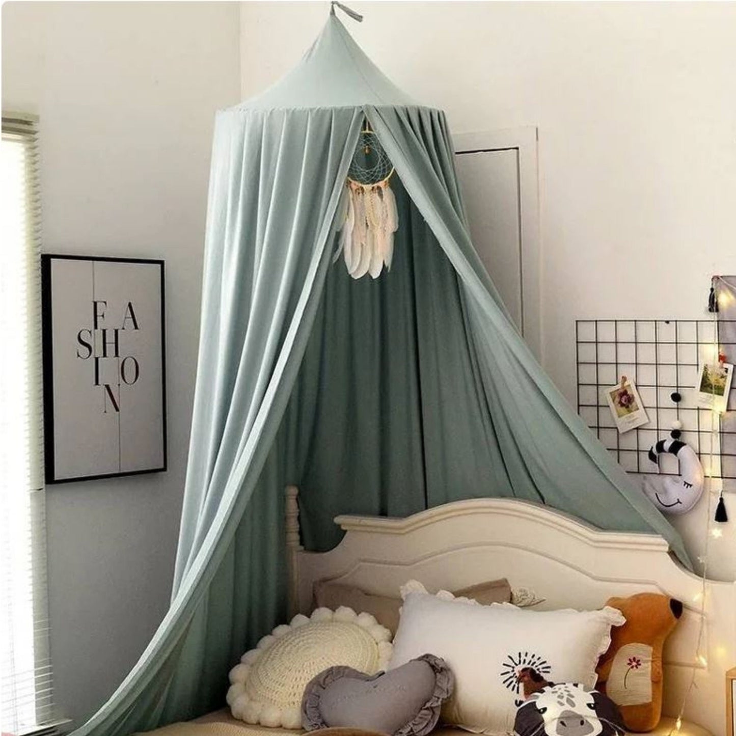 cot / bed canopy dusty blue