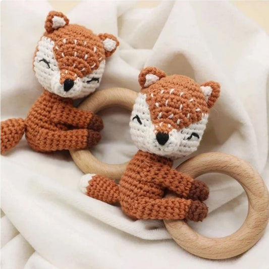 fox crochet rattle/teether