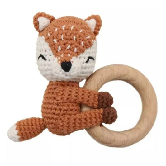 fox crochet rattle/teether