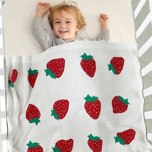 Knitted baby blanket - Strawberry