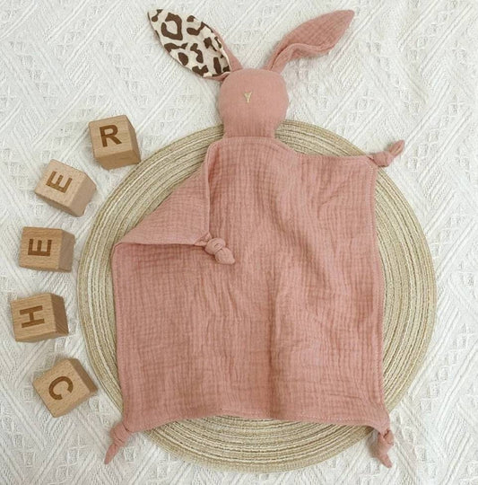muslin bunny comforter pink
