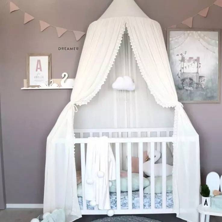 cot canopy / bed canopy - lace detail ivory lace canopy